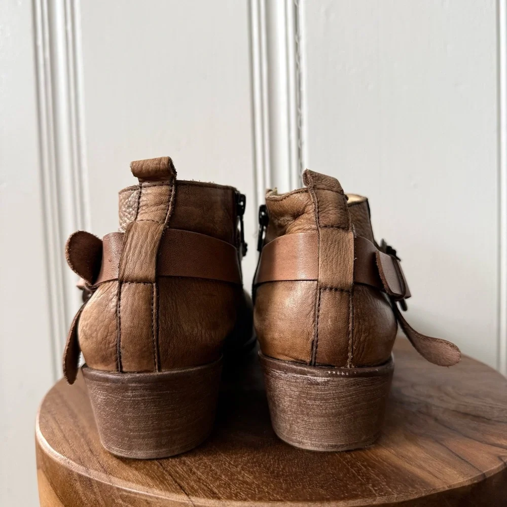 Matisse Prescott Distressed Tan Leather Western Boho Ankle Booties womens 11 - Picture 4 of 6